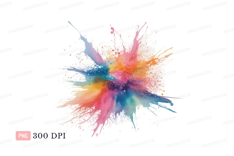 Colorful powder explosion abstract background black