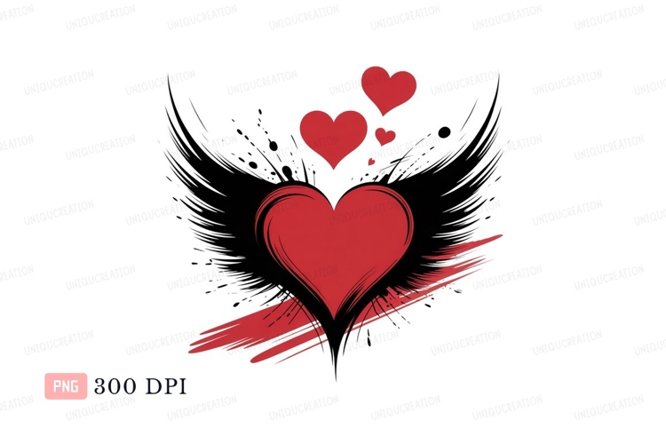 Red hearts wings abstract love