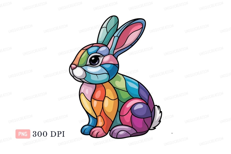 Colorful mosaic rabbit illustration animal