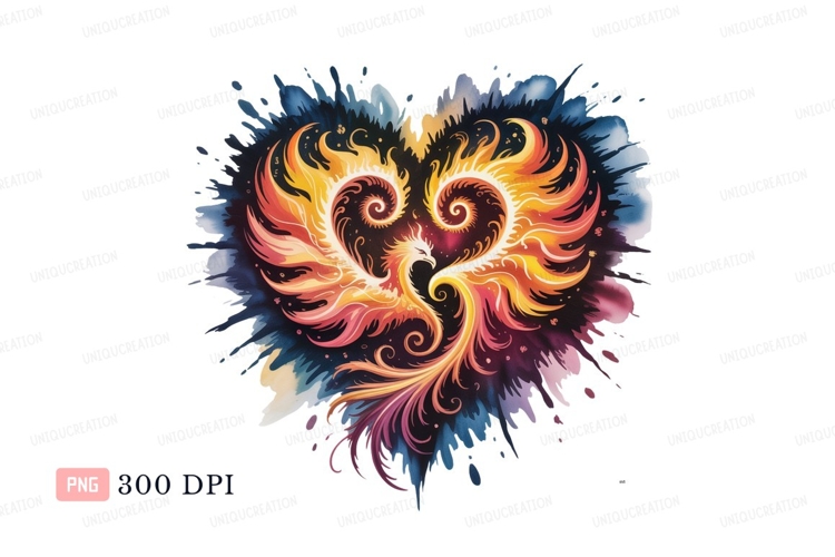 Fiery Phoenix Heart Clipart P N G bird fire