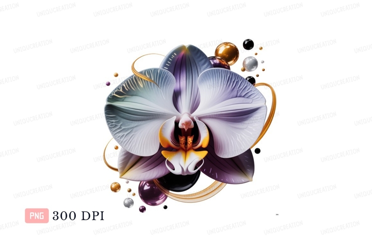 Orchid floral abstract art Clipart P N G white