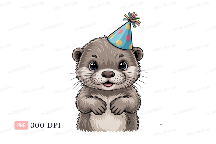 Adorable otter wearing party hat animal cute
