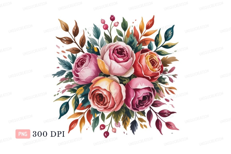 Pink yellow red roses bouquet image