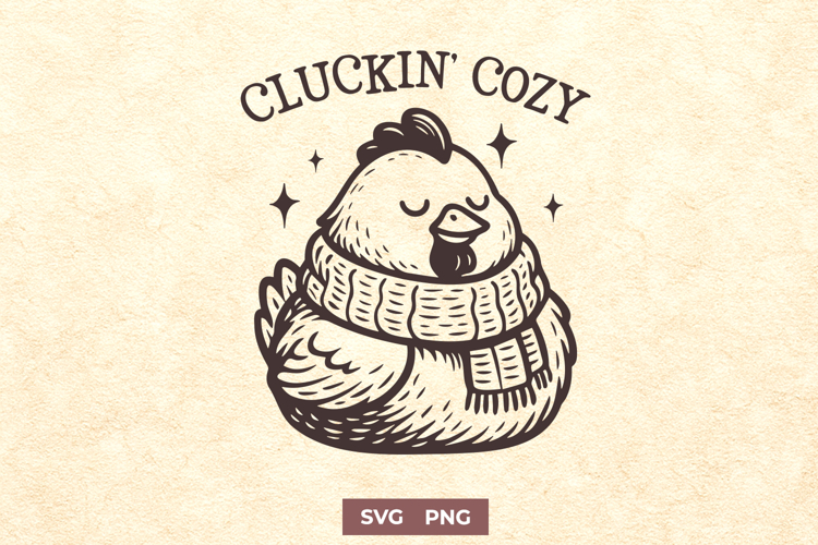 Cluckin Cozy SVG PNG Cute Winter Chicken Funny Art Design