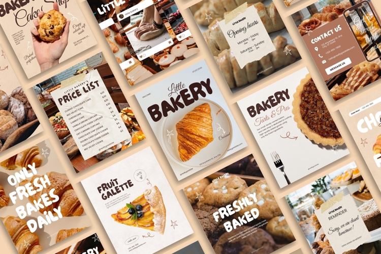 50 Editable Bakery Business Canva Template Bundle
