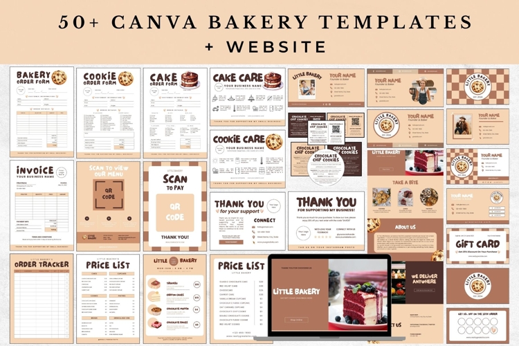 Editable Bakery Business Canva Template Bundle