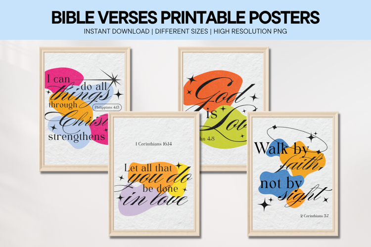 Bible Verse Wall Art Pop Art Printable Poster Set