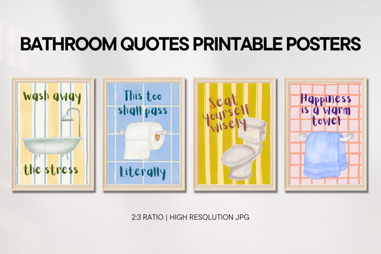 Bathroom Quotes Neutral Wall Art Printable Posters