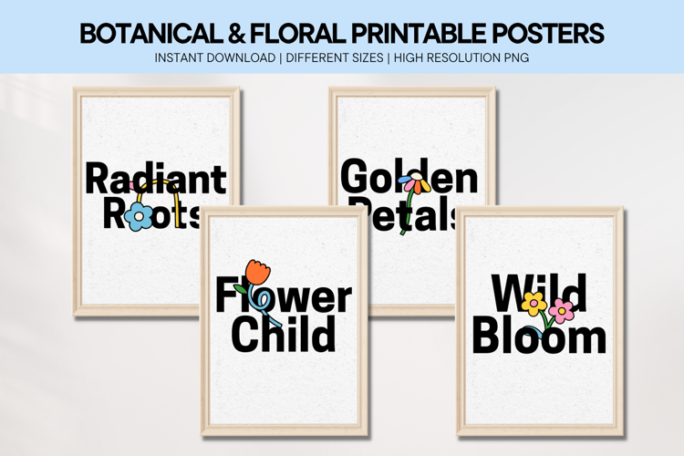 Botanical & Floral Printable Wall Art Nature Posters Set