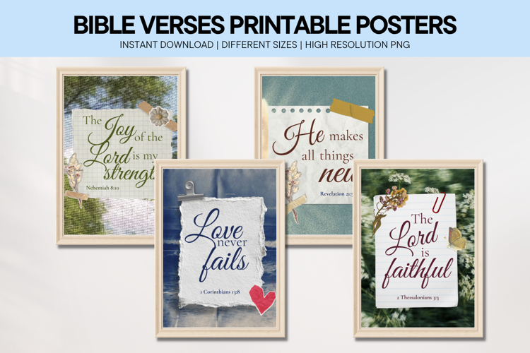 Bible Verse Wall Art Collage Printable Poster Set