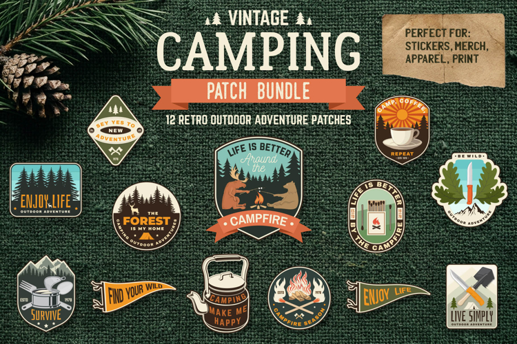Vintage Camping Patch Bundle