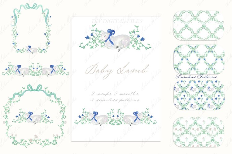 Baby Lamb Spring Easter Watercolor DIY Clipart