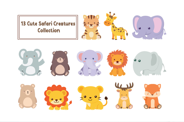 13 Cute Safari Creatures Collection