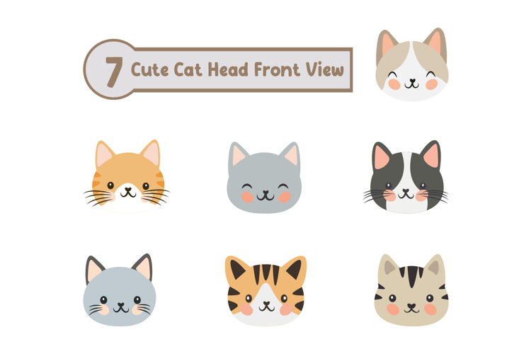 7 Cute Cat Head Front View