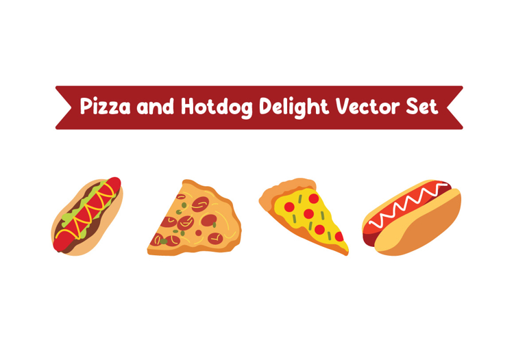 Pizza and Hotdog Delight Fast Food Vector Set