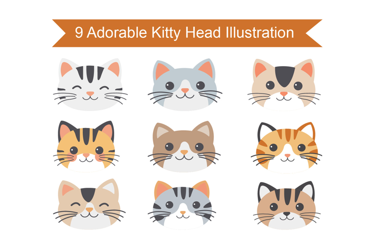 9 Adorable Kitty Head Illustration