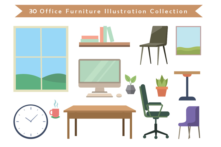 Office Furniture Illustration Set