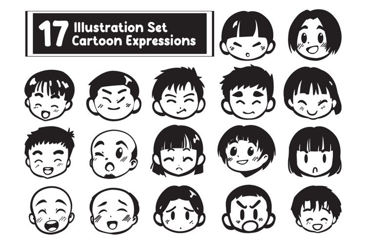 17 Illustration Set Cartoon Expressions