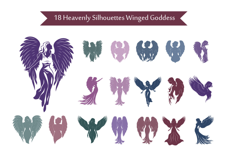 18 Heavenly Silhouettes Winged Goddess
