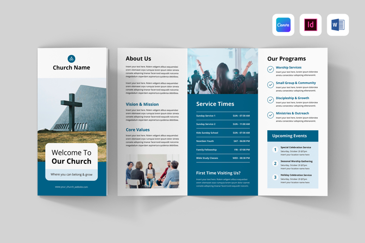 Church Brochure | Canva, MS Word, InDesign