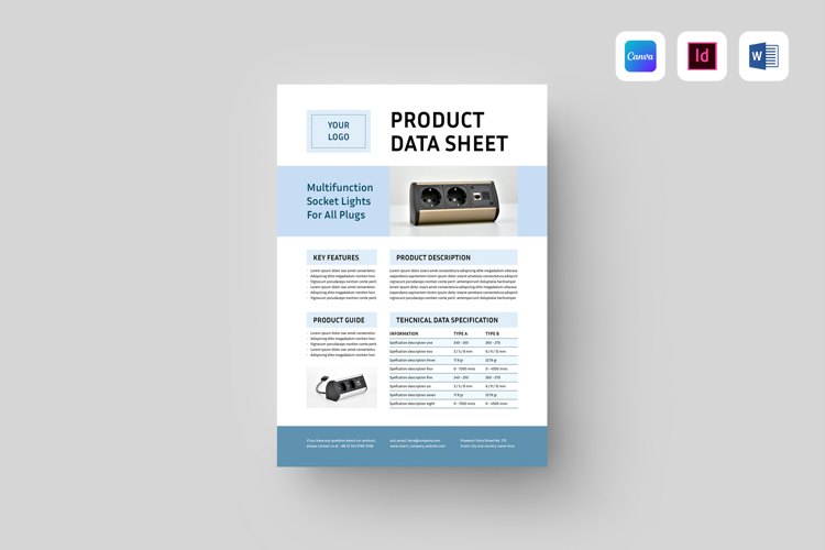 Product One Pager Template | Canva, MS Word, Adobe Indesign