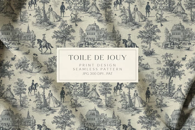Toile de Jouy print design seamless pattern