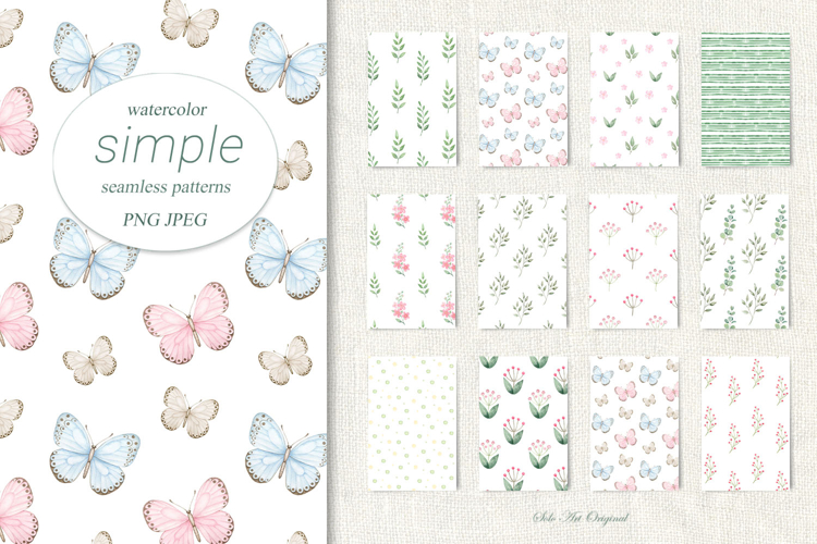 Simple Floral Seamless Patterns Butterfly backgrounds