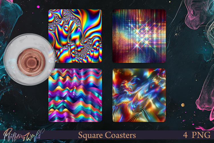 Holographic Square Coasters | Sparkling