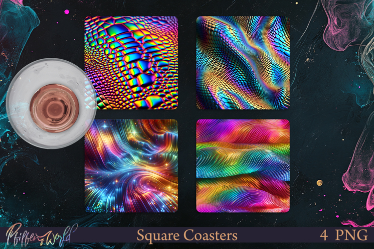 Holographic Square Coasters | Sparkling Scales