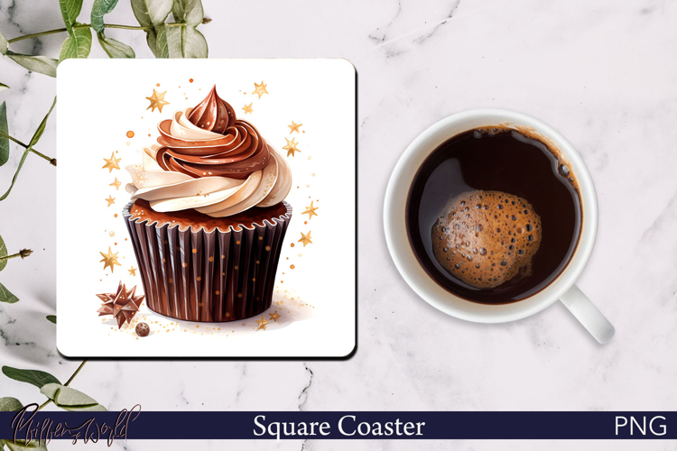 Winter Forest Square Coaster | Holiday cupcake