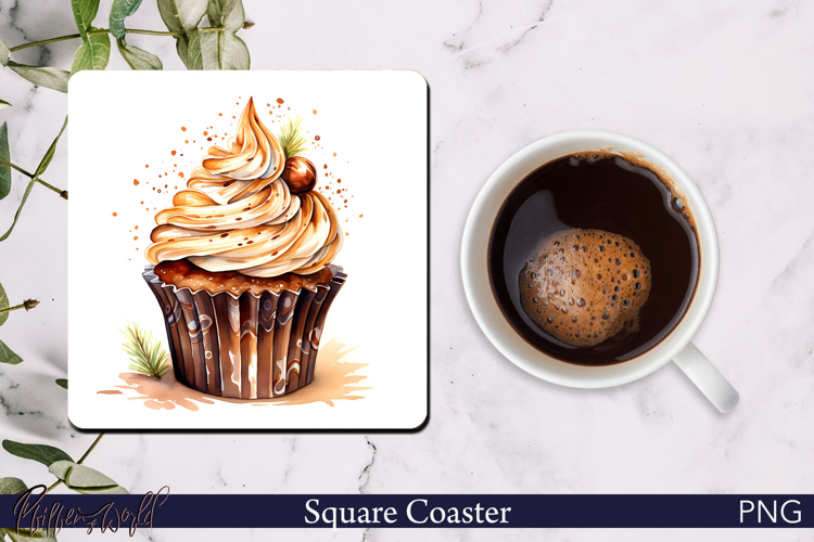 Winter Forest Square Coaster | Holiday cupcake PNG