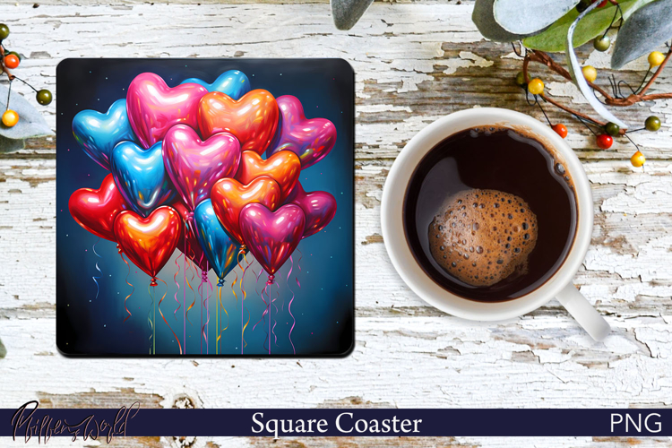 Love Square Coaster | heart balloons