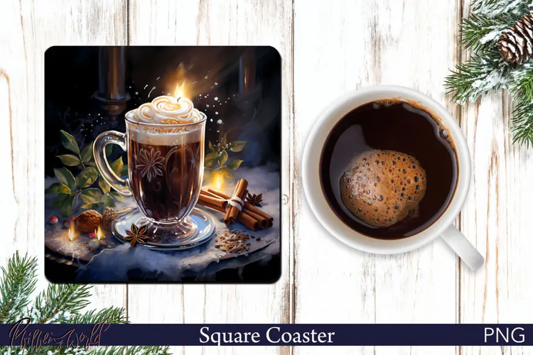 Cozy Christmas Coffee Coaster PNG | Winter Sublimation