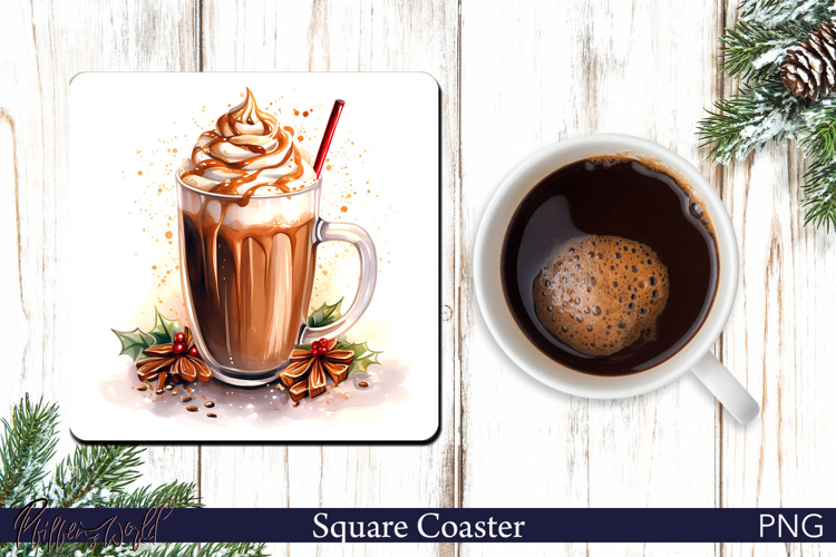 Winter Forest Square Coaster | Holiday drink