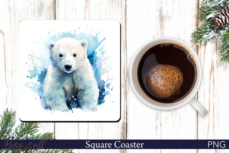 Christmas Square Coaster | White Bear Design