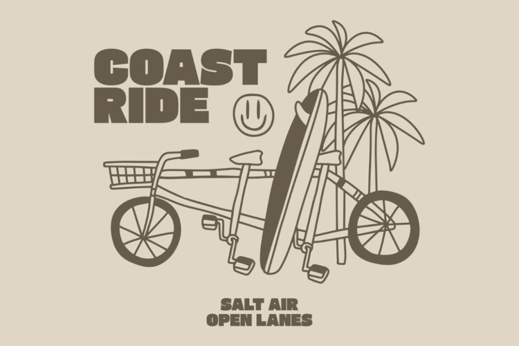 Coast Ride Vintage Summer Riding Beach T shirt Design
