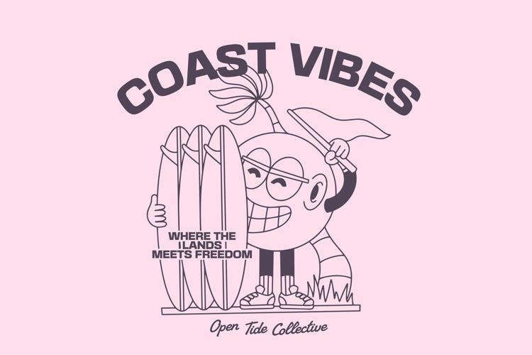 Coast Vibes Retro Summer Surfing T shirt Design