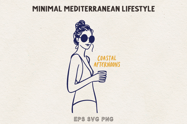 Minimal Woman Line Art Coastal Aesthetic SVG PNG