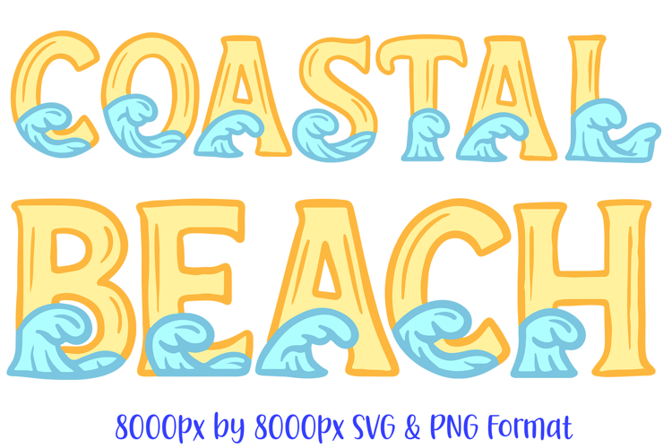 Coastal Beach Lettering ABC Font Seaside Illustration SVG