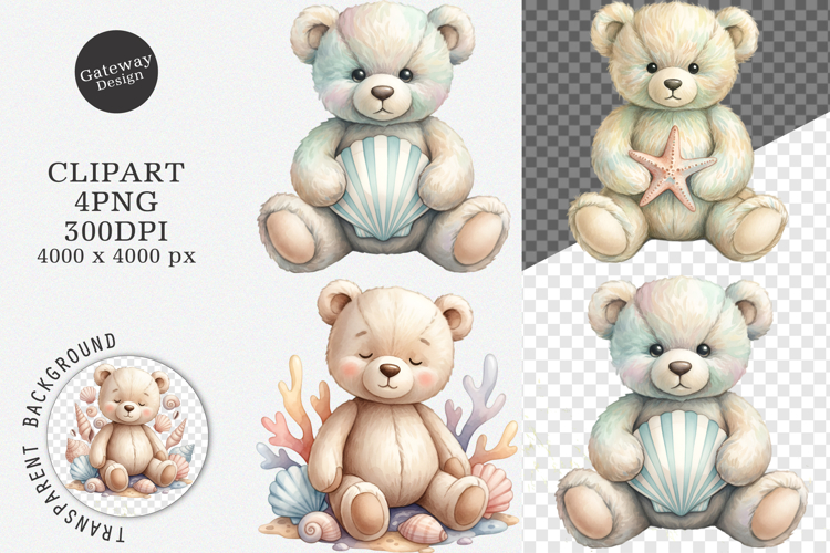 Coastal Summer Teddy Bear Clipart - Summer Teddy Png