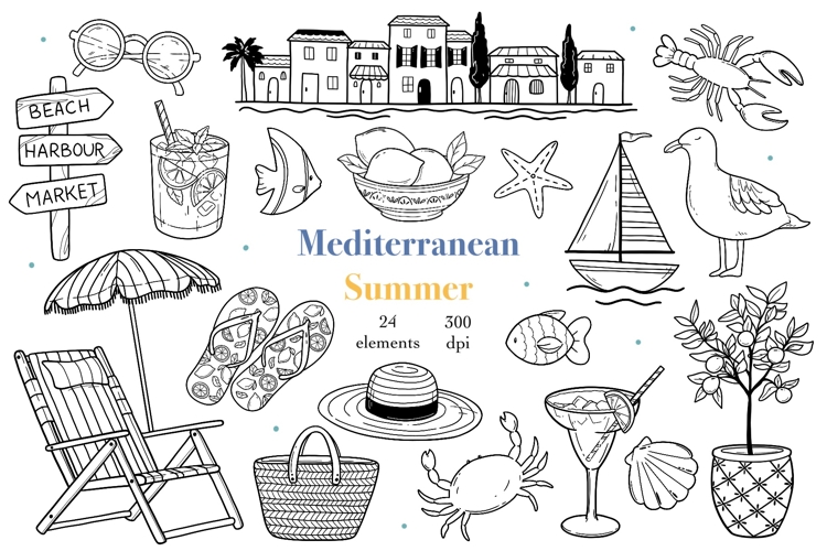 Mediterranean Summer Line PNG, SVG