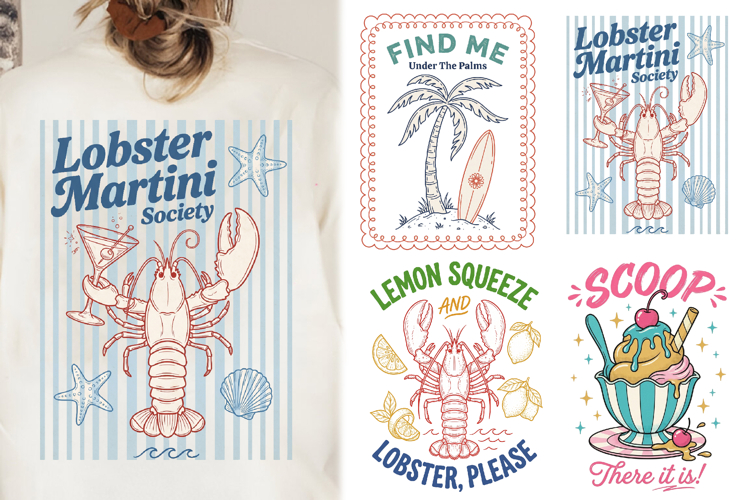 Coastal Vibes Summer Hand Drawn PNG