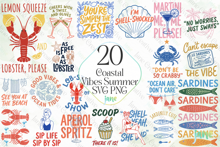 Coastal Vibes Summer SVG PNG Bundle