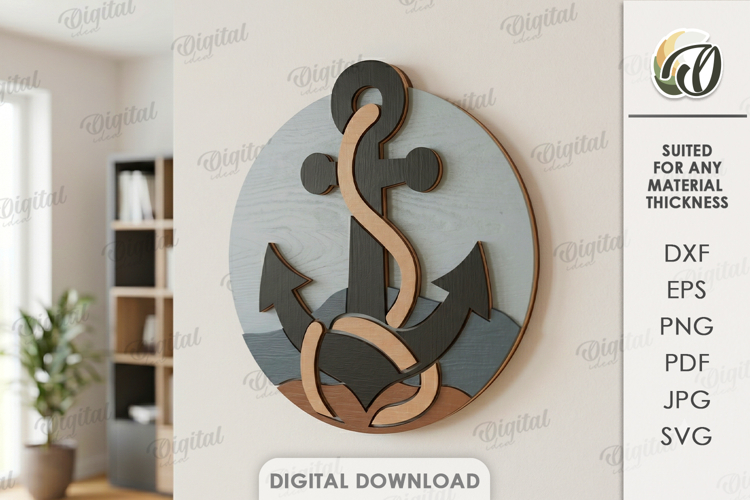 Coastal Mosaic Wall Laser Cut. Wall Decor. Anchor SVG