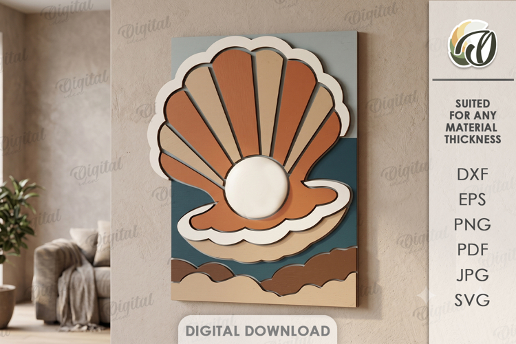 Coastal Mosaic Wall Laser Cut. Wall Decor. Seashell SVG