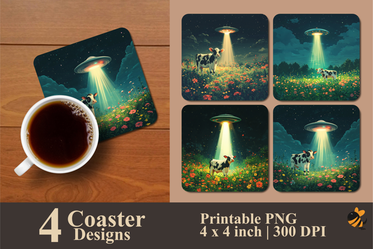 Dairy Cow Fantasy Coaster Sublimation Design