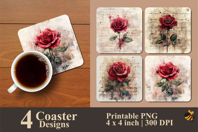 Rose Effect Coaster Sublimation Design example image 1