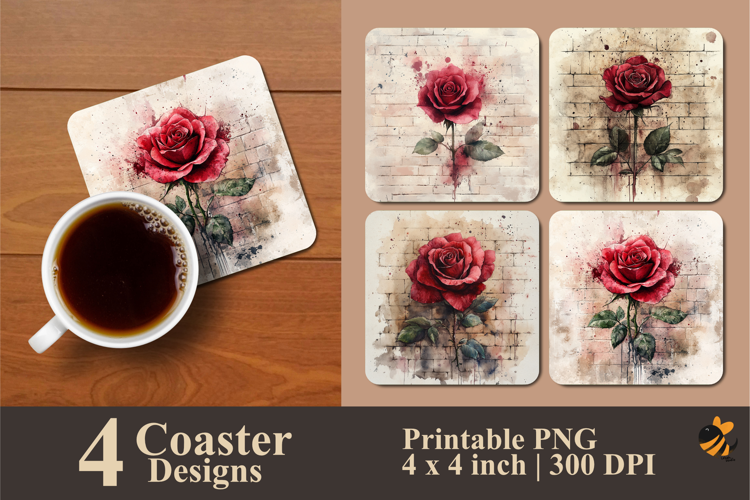 Rose Effect Coaster Sublimation Design