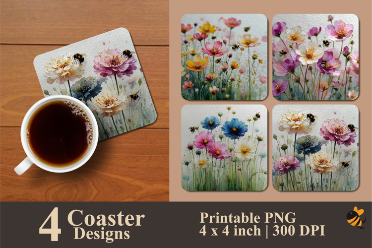 Morning Blossom Coaster Sublimation Design