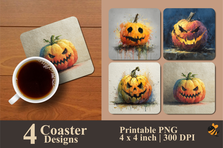 Abstract Pumpkin Coaster Sublimation Design